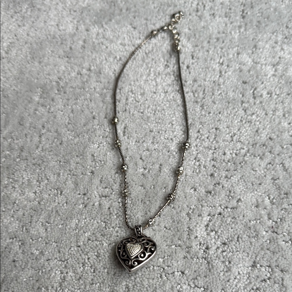 Brighton Silver Heart reversable Pendant Necklace